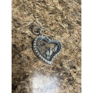 Heart Shaped Locket Pendant Stainless Steel For Necklace Rhinestones